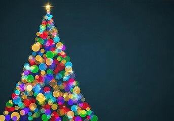 Festive Christmas tree design with vibrant bokeh lights on a dark background perfect for holiday promotions