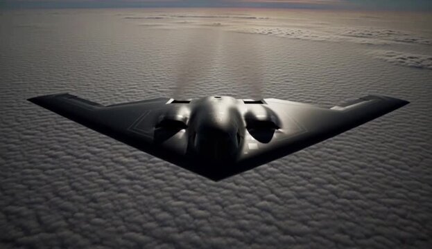 B-2 Spirit Stealth Bomber Majestic Flight Above the Clouds - 4K UHD Stock Footage