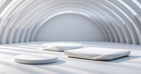 Obraz premium White podiums on the white background