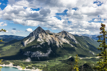 Scenic View of Barrier Lake and Rocky Mountains in Kananaskis Country