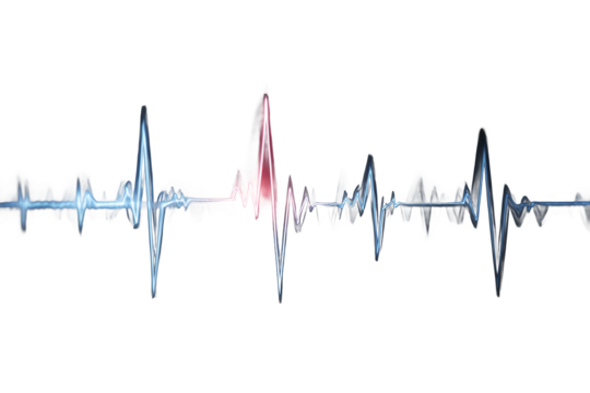 Abstract Glowing Heartbeat Waveform isolated on white transparent background