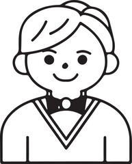 Obraz premium Cartoon boy with bow tie isolated on a white background