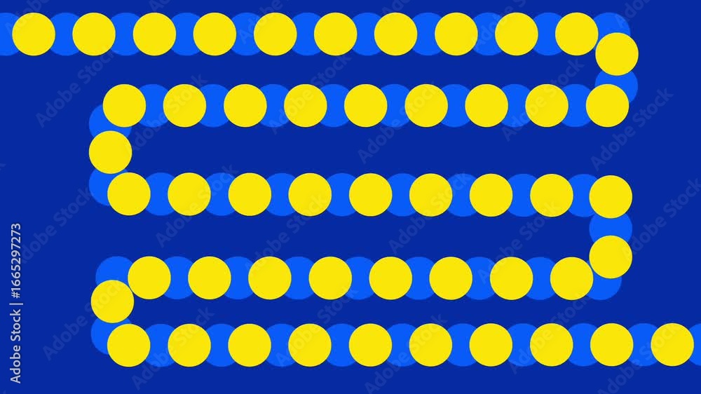 Poster a structured pathway of yellow dots forming lines, symbolizing direction, process, connectivity, and