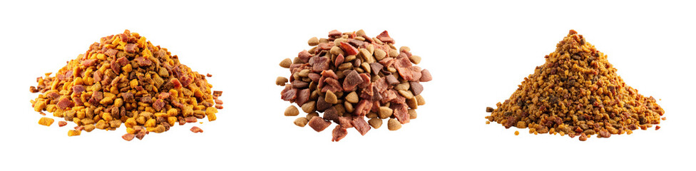 Natural bee pollen varieties food, isolated on transparent background, png set