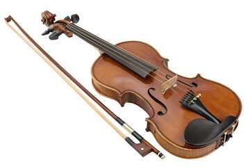 Fototapeta premium Classic Violin and Bow A Musical Instrument for Orchestral and Solo Performances