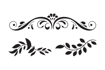 Elegant black flourish and leafy swirl decorative elements