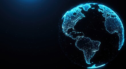 Digital earth hologram displays a global network connection representing modern technology and communication