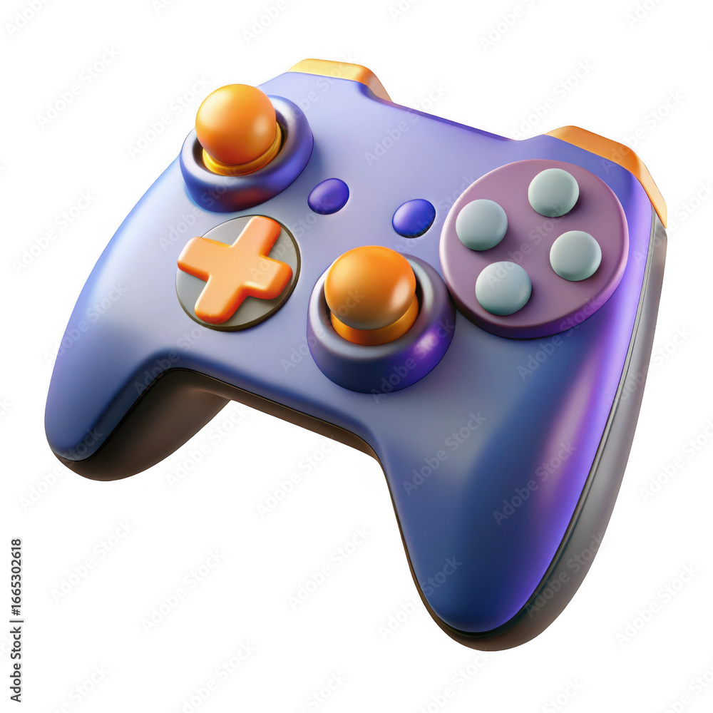 Poster 3d gaming controller with vibrant colors isolated on transparent background