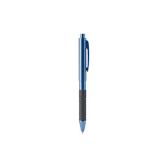 Fototapeta premium Blue Ballpoint Pen Isolated on White Background – Cassic Office and School Writing Instrument Closeup Cncept