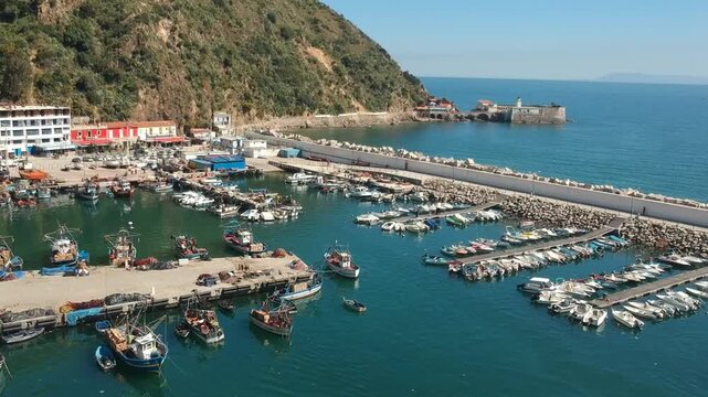 Coastal Landscape with Skikda Port from Above, Algeria