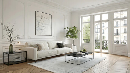 Fototapeta premium Confident businesswoman leads team meeting in modern, bright office space