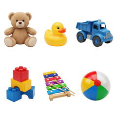 Obraz premium Collection of toys isolated on transparent background
