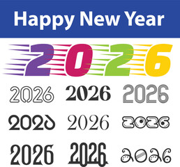 Happy New Year 2026 Icon Set Festive Vector Collection, 2026 Celebration Icons Party, Fireworks & Holiday Vector Set.