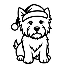 Fototapeta premium West Highland White Terrier with Santa Hat