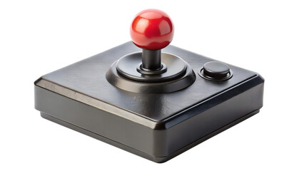 Retro joystick isolated on transparent background, a vintage gaming controller for classic arcade and console games