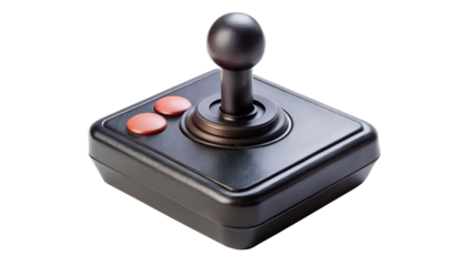 Retro joystick isolated on transparent background, a vintage gaming controller for classic arcade and console games