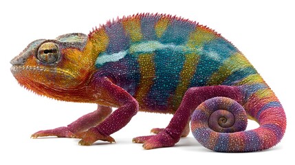 Obraz premium Vibrant Chameleon on White Background