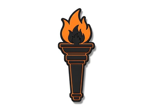 Stylized orange and black torch illustration isolated on white background