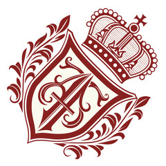 Royal Emblem Logo with Crimson-Gold Luxury Finish