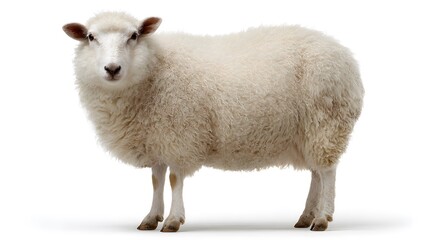 Fototapeta premium Professional photo of domestic sheep isolated on a white background for design projects