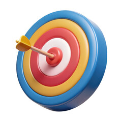 3d dartboard with arrow hit isolated on transparent background
