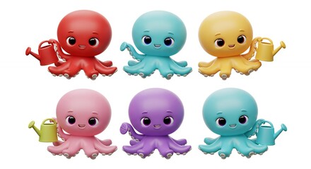 Obraz premium Colorful octopus figurines for kids