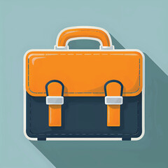 Modern Flat Design Briefcase with Bold Colors and a Long Shadow.
