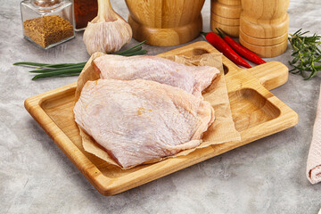 Raw chicken thigh for cooking