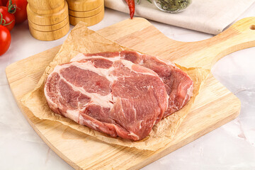 Raw pork neck steak sirloin