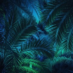 A vibrant and exotic palm leaf pattern in a tropical jungle
