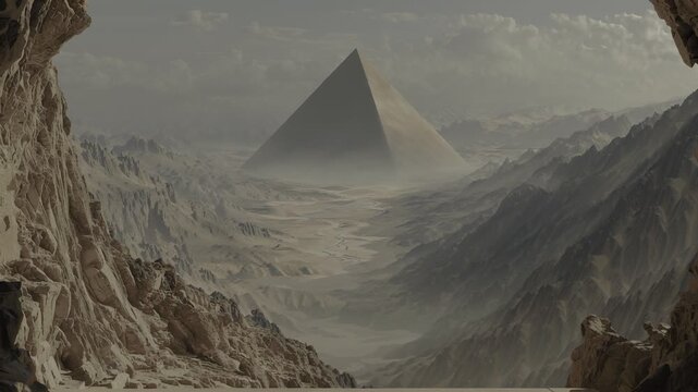 Egyptian ancient pyramid Cheops Giza and wally of pharaoh kings. Entrance from the secret pharaohs tomb.