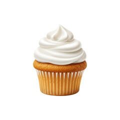 Delicious Vanilla Cupcake with Creamy Swirl Frostin Isolated on White for Bakery, Party, and Dessert Cocepts