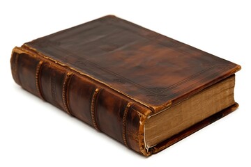 Obraz premium An old, leatherbound book with an aged appearance, showcasing its texture and classic binding