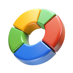 Obraz premium 3d colorful pie chart ring isolated on transparent background