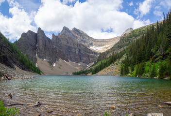 Lake Agnes and Mount Whyte general view from the lakeside, Banff NP, Alberta, Canada