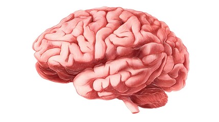 Detailed Isolated Low Brain Illustration On White Background