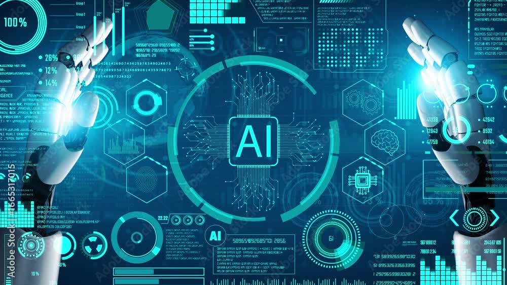 Poster ai assistant brain processor with llm technology, big data, machine learning, generative ai for busi