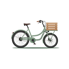 Fototapeta premium Classic commuter bicycle with wooden basket isolated on transparent background