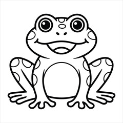 Cute Frog Coloring Page Vector Illustration Cartoon Amphibian Animal Character for Kids Activity Book