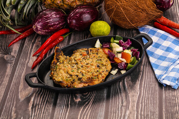 Tasty chicken steak with vegetables