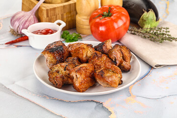 Grilled pork neck meat shashlik