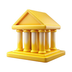3d classic bank building with columns isolated on transparent background