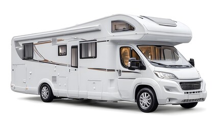 Luxurious White Motorhome on Clean White Background for Travel Lifestyle Advertising