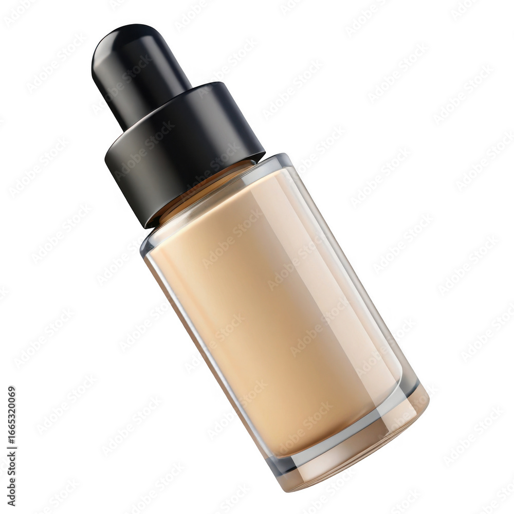 Poster 3d foundation bottle with dropper isolated on transparent background