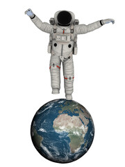 Astronaut runs on planet Earth
