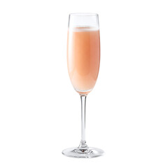 Peach bellini cocktail in a champagne flute