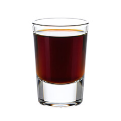 Shot of dark herbal or coffee liqueur