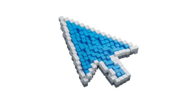 3d Click Pixel cursor or computer mouse pointer arrow icon