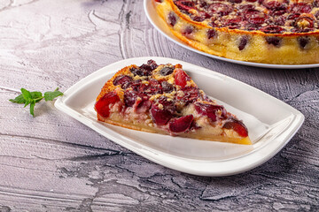 Crusty pie with fresh cherry