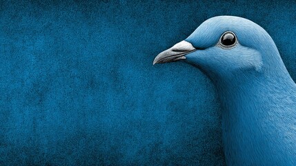 profile picture of a blue pigeon isolated on blue background with copy space